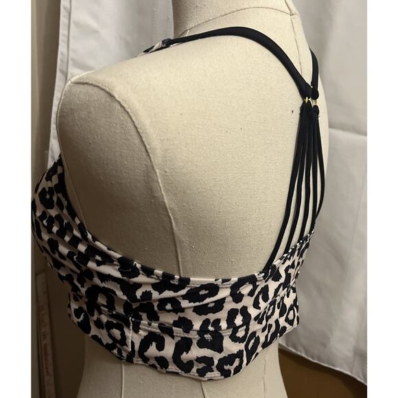 MakeMeChic Women’s 2 Piece Swimsuit Leopard Scoop Neck High Waist Drawstring M - Picture 10 of 14